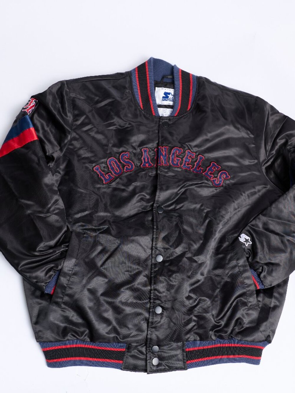 Men's LA Angels Home Game Black Varsity Satin Jacket